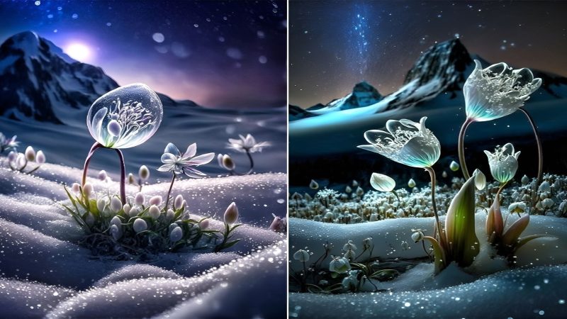 Enchanting Small Flowers Beneath a Star-Studded Sky