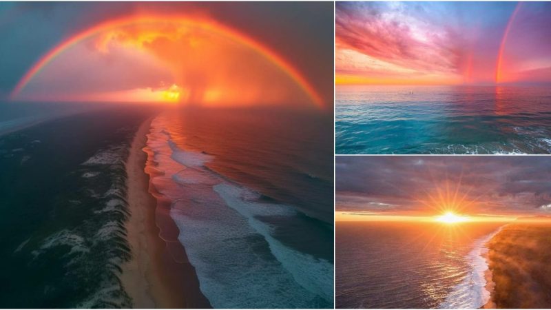 Rainbow Kissed Sunset on the Beach: A Breathtaking Coastal Paradise