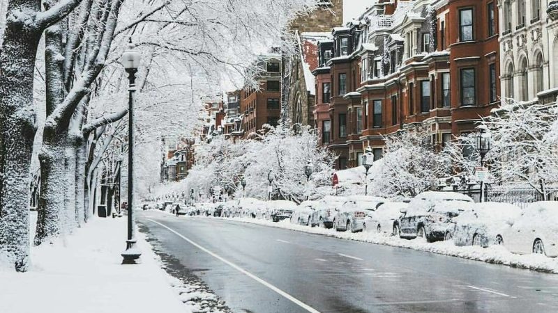 Winter Street Scene in Boston, Massachusetts